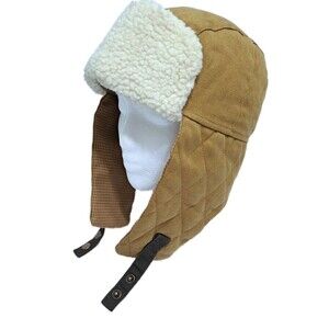 Wranglet Aviator Pilot Canvas Trapper Ear Flap Brown Fleece Cap Hat Hunter